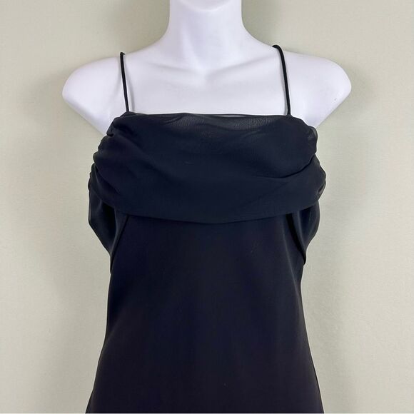 Vintage 90s Betsy & Adam Black Draped Spaghetti Strap Formal Prom Maxi Dress - Picture 3 of 12